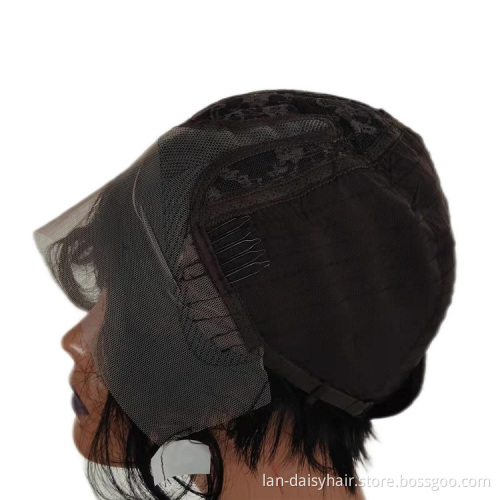 Best Pixie Virgin Brazilian Human Hair Color Short Cut Wig Hot Selling T Part Lace Frontal Wigs